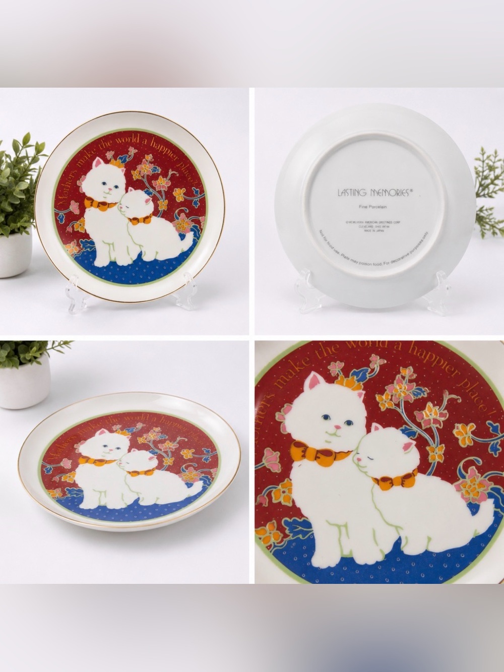 Vintage 1984 Mothers Day Small Plate Lasting Memories Cats
